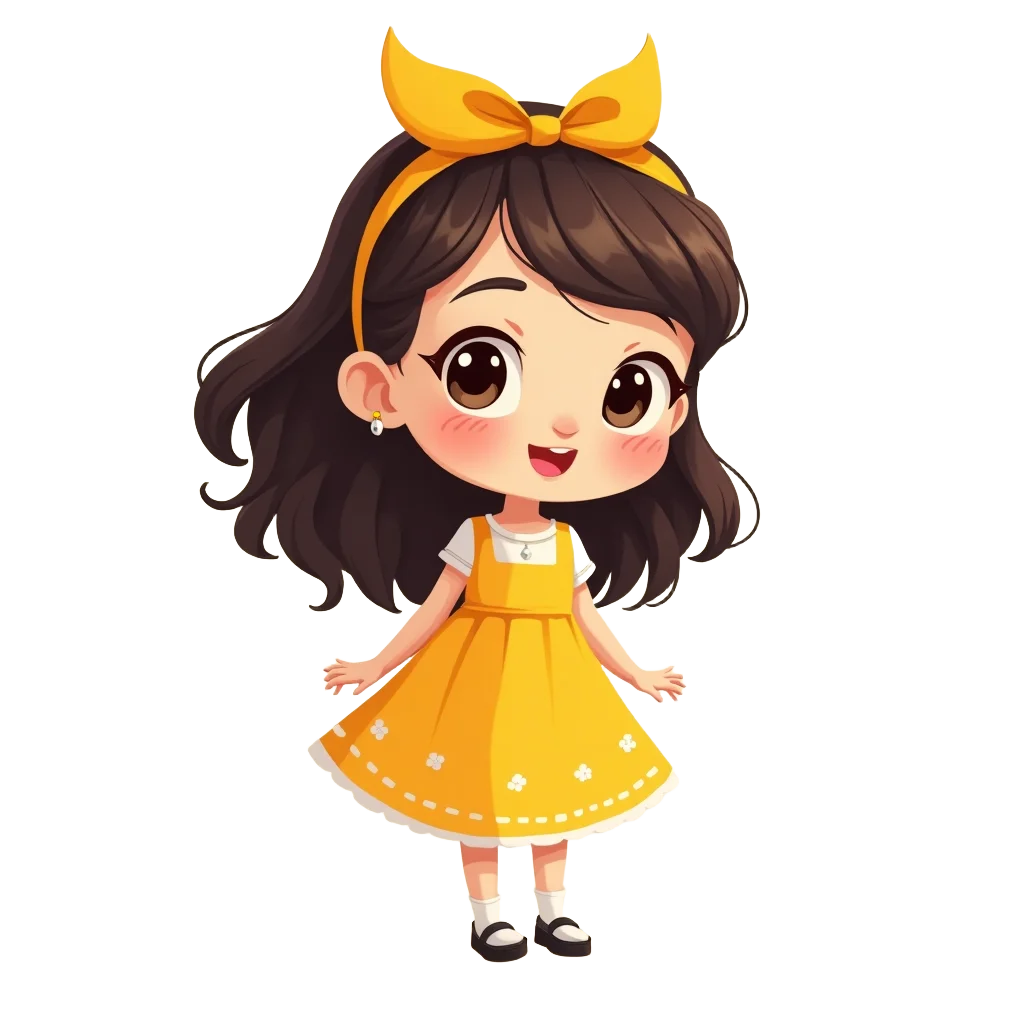 Charming Little Girl in Yellow Dress